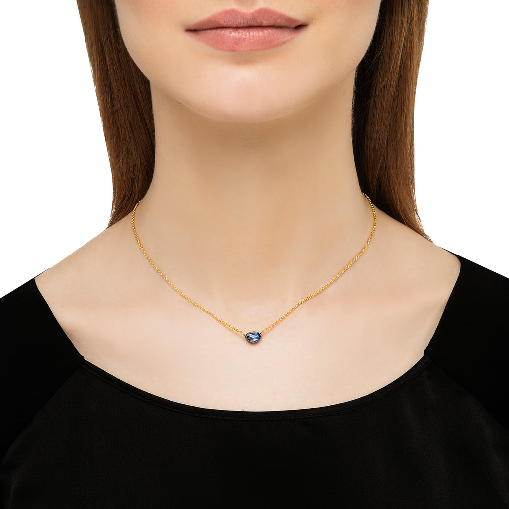 Sapphire Solitaire Necklace, Made with A Single Natural Blue Sapphire Set in 4 Prongs 18K Gold Necklace, Dainty Sapphire Set 18 K Rose Gold