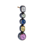 OXIDIZED GILVER 5 MULTI-COLORED SAPPHIRE CASCADE EARRINGS