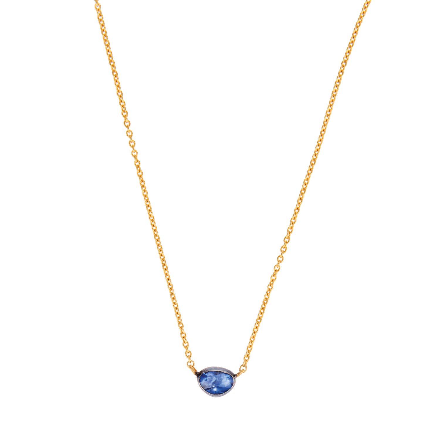 Sapphire Solitaire Necklace, Made with A Single Natural Blue Sapphire Set in 4 Prongs 18K Gold Necklace, Dainty Sapphire Set 18 K Rose Gold
