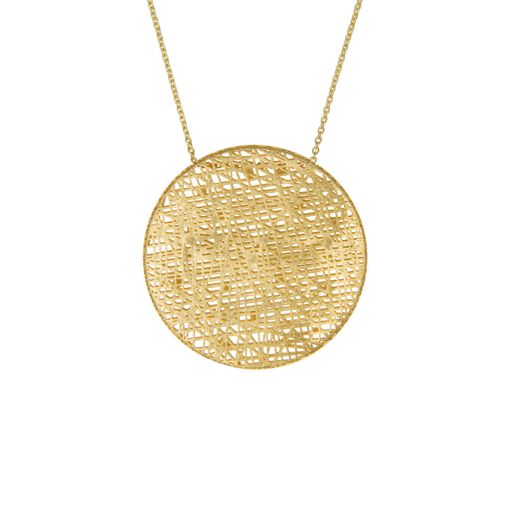 18K GOLD DIAMOND LARGE ROUND PENDANT LACE NECKLACE – Yossi Harari