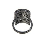 18K GOLD BLACK RHODIUM LACE RECTANGULAR RING